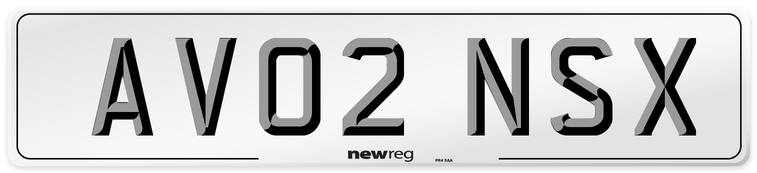 AV02 NSX Number Plate from New Reg